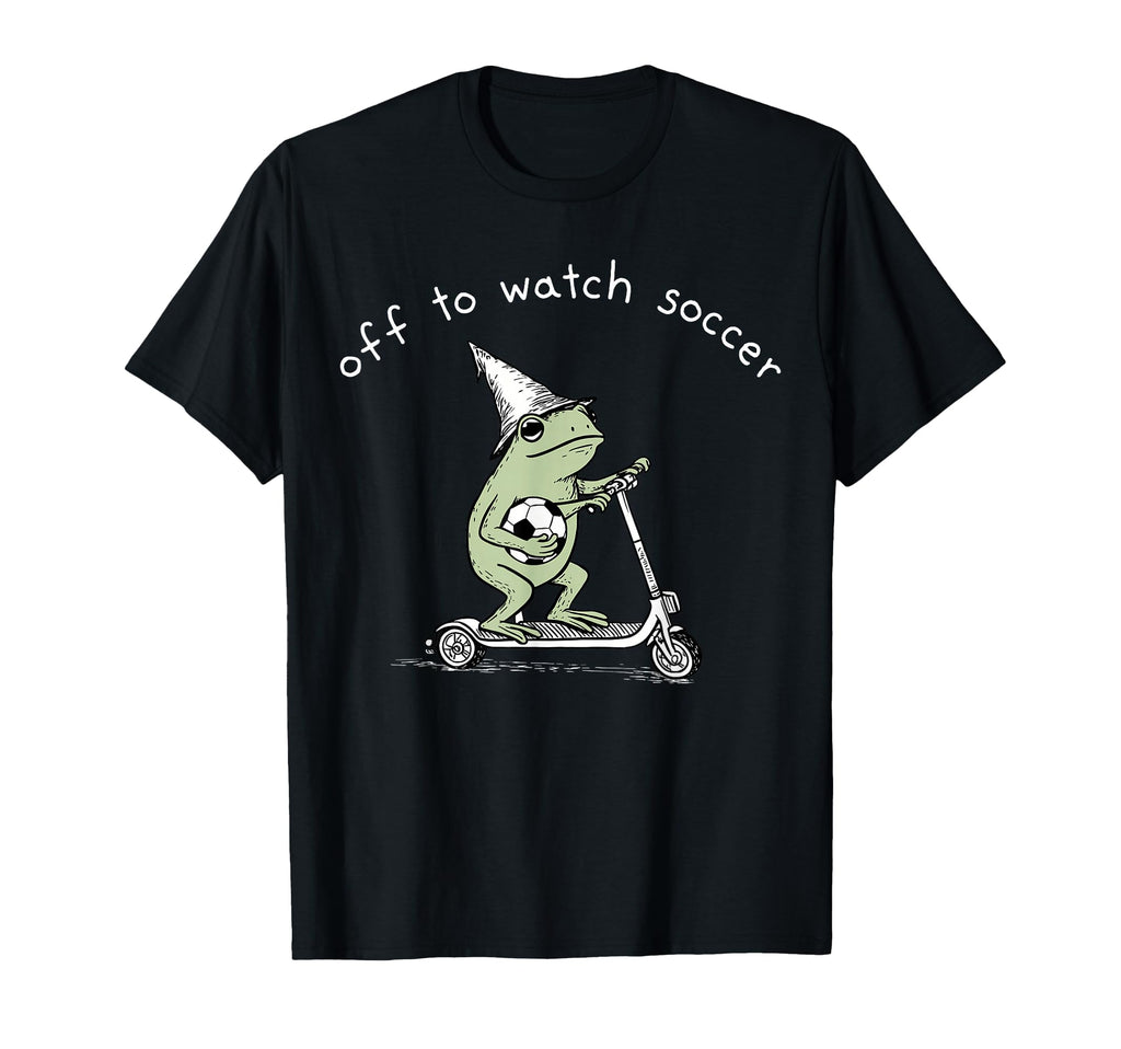 Off To Watch Soccer Funny Frog Scooter T-Shirt - Custom Art Print Unisex