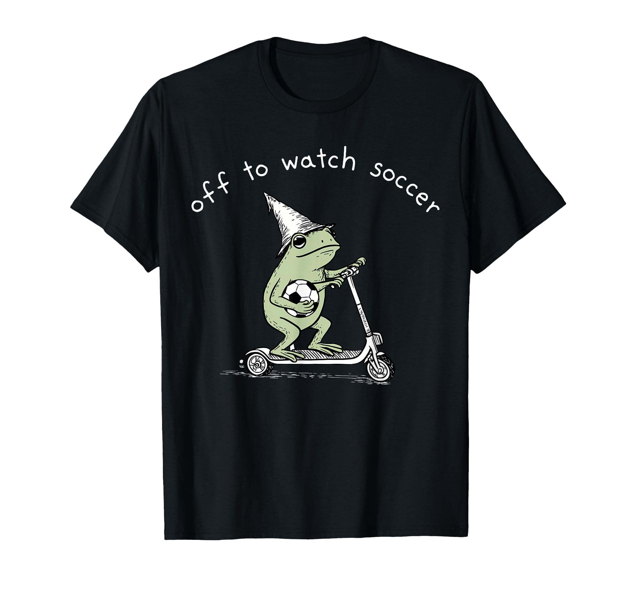 Off To Watch Soccer Funny Frog Scooter T-Shirt - Custom Art Print Unisex