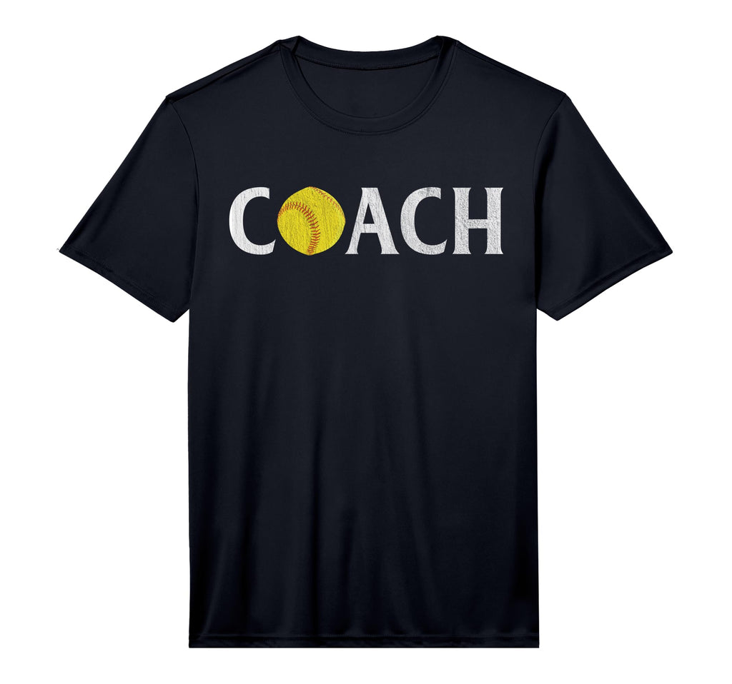 Mens Softball Coach Performance T-Shirt - Minimalist Print for Adults