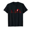 Switzerland Soccer Swiss Flag Heartbeat T-Shirt - Aesthetic Graphic Unisex