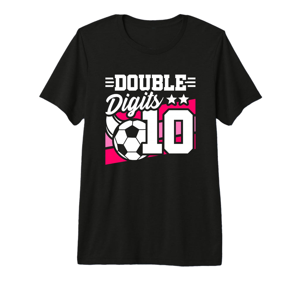 Soccer Birthday 10 Year Old Double T-Shirt - Minimalist Print Men Women