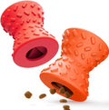 Puppy, Toys Interactive Dog Toy, Treat Dispenser Toy,Natural Rubber Dumbbell Shaped, 2pcs(Orange+Red)