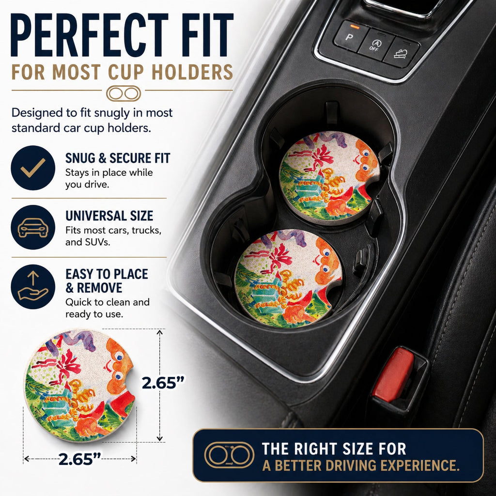 Christmas Santa Claus You Better Watch out Set of 2 Cup Holder Car Coasters Absorbent Round Sandstone Coasters Gifts for Men or Women, 2.5, Multicolor