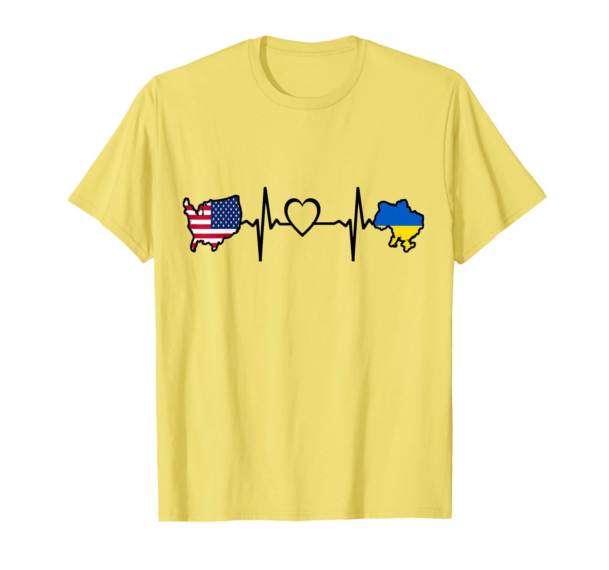 Usa Ukraine Heartbeat Ukrainian T-Shirt - Streetwear Style for Adults