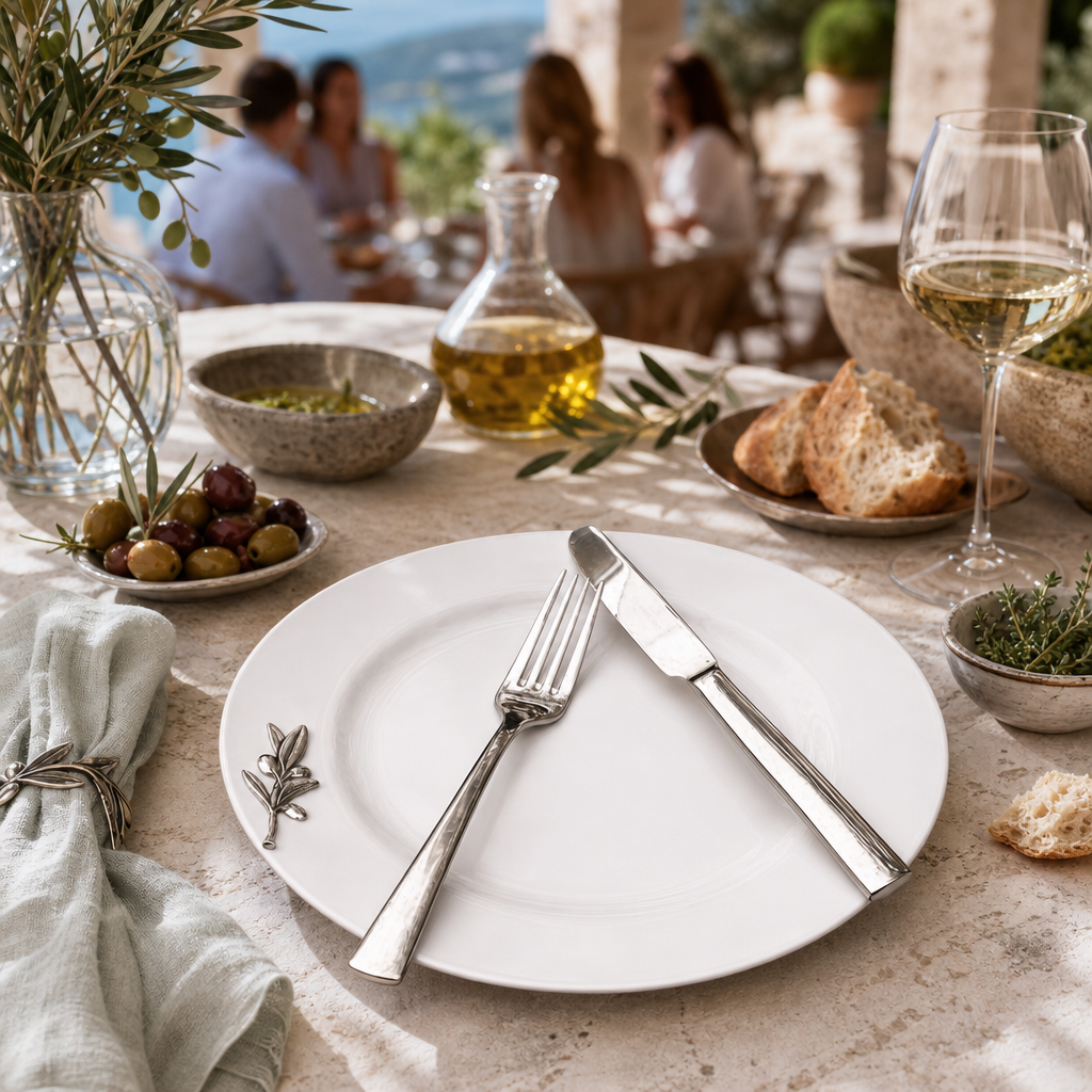 Olive Melamine Lunch Plates - Set of 4