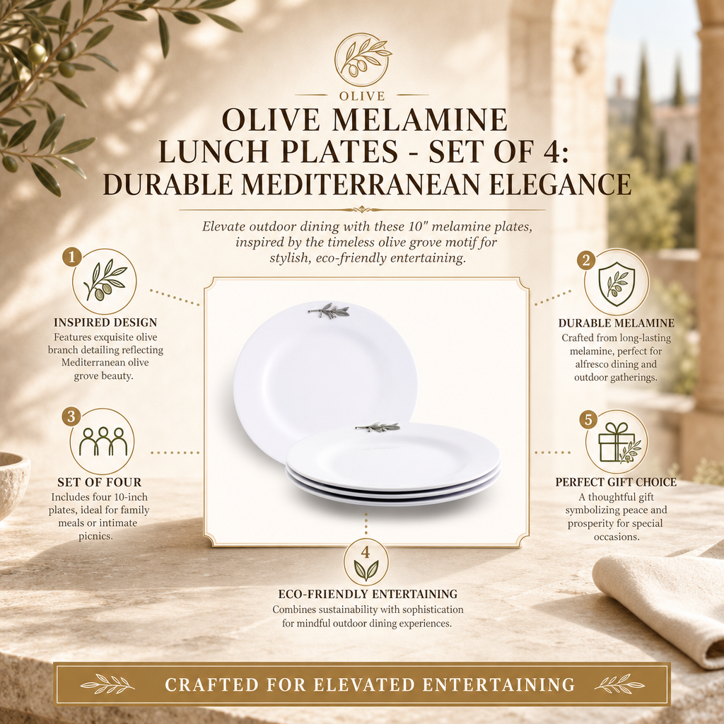 Olive Melamine Lunch Plates - Set of 4