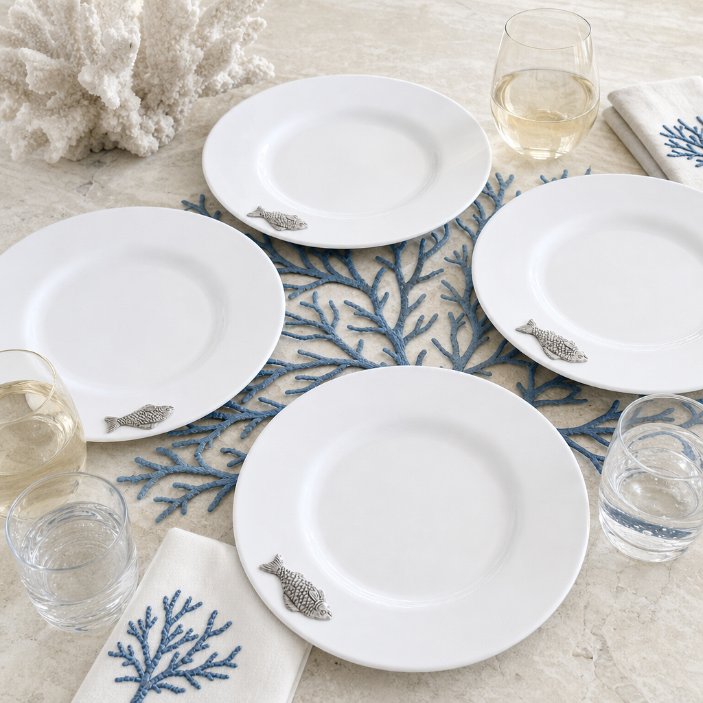 Fish Melamine Lunch Plates - Set of 4