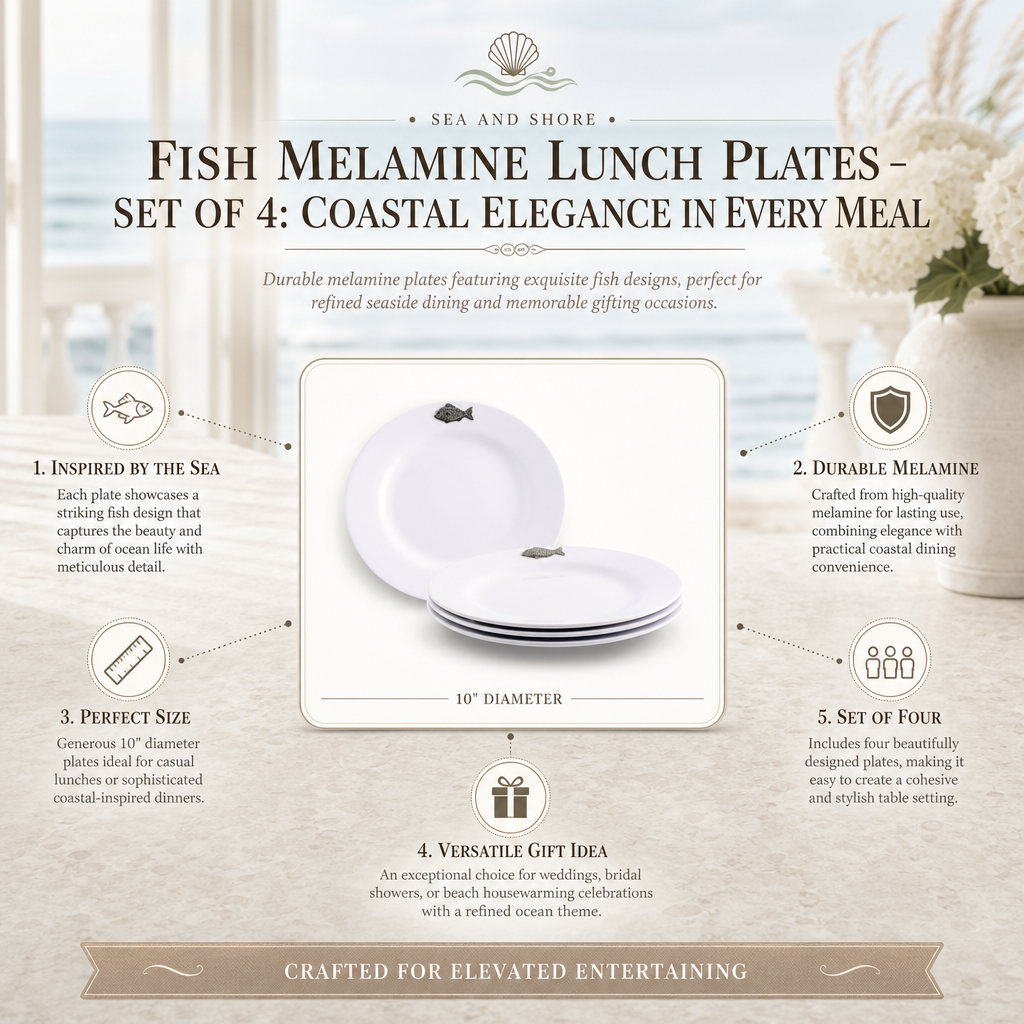Fish Melamine Lunch Plates - Set of 4