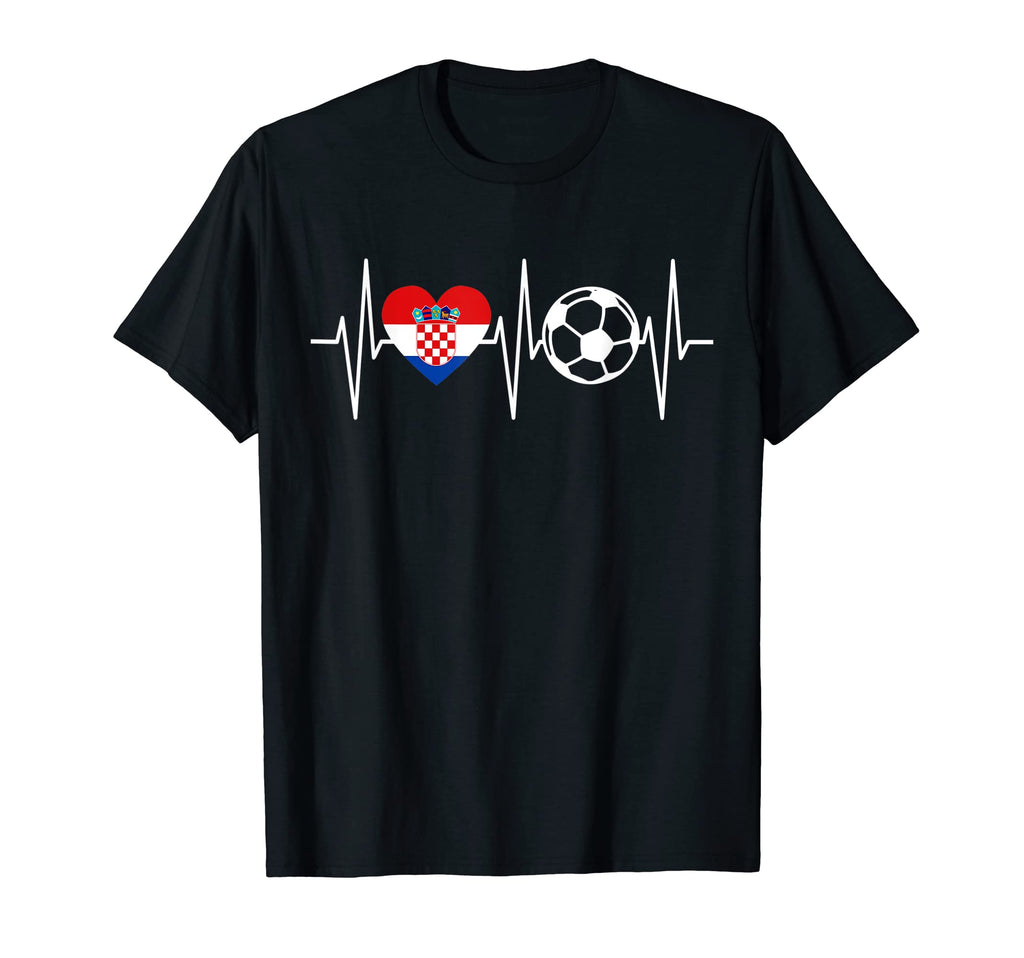 Croatia Soccer Funny Soccer Heartbeat T-Shirt - Trendy Graphic for Adults