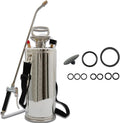 2 Gallon Stainless Steel Sprayer Hand Pump Sprayer with Pressure Gauge Safety Valve Adjustable Nozzle for Gardening Lawn and Cleaning