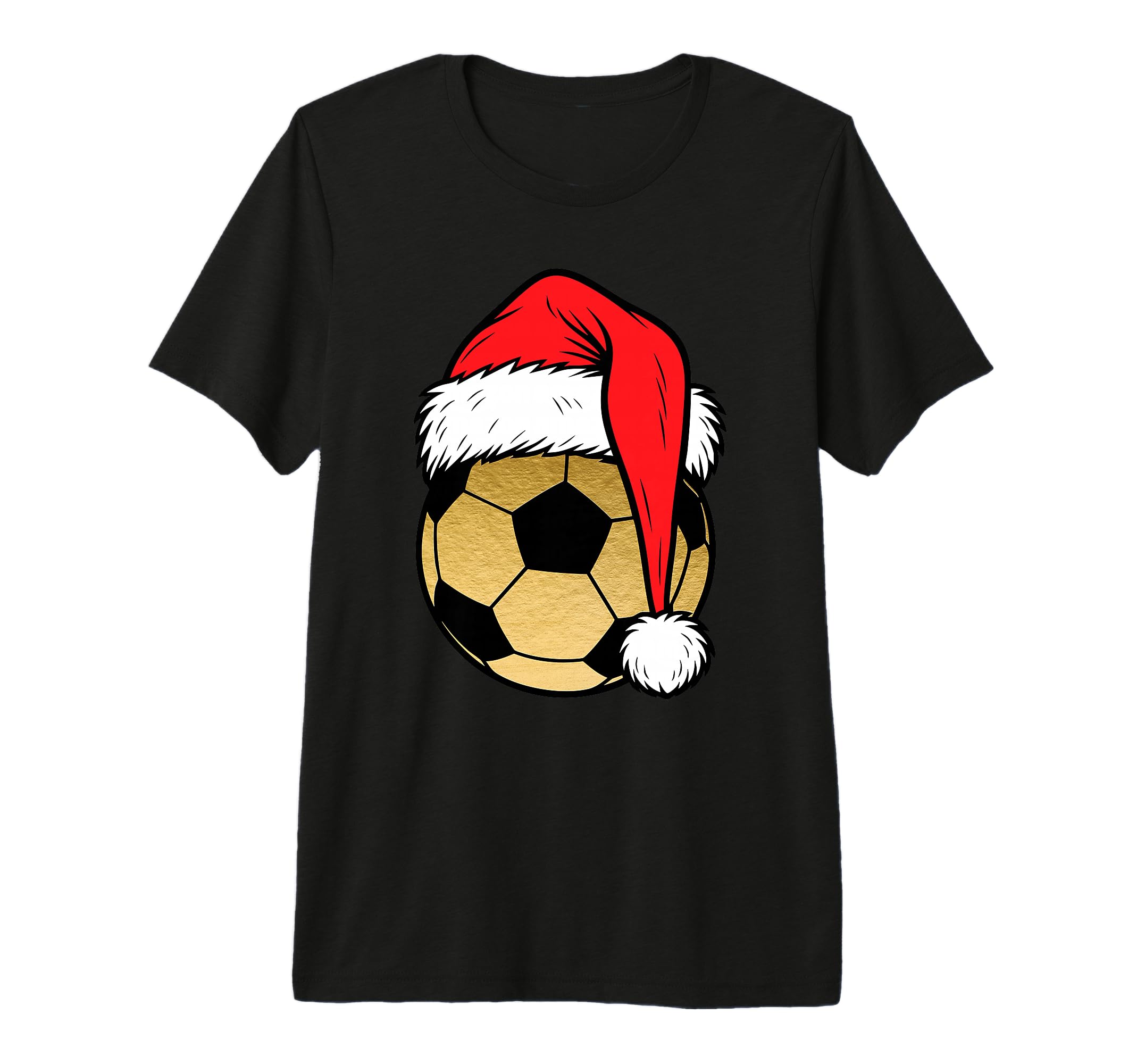 Golden Soccer Ball Season Sports Santa T-Shirt - Streetwear Style Unisex