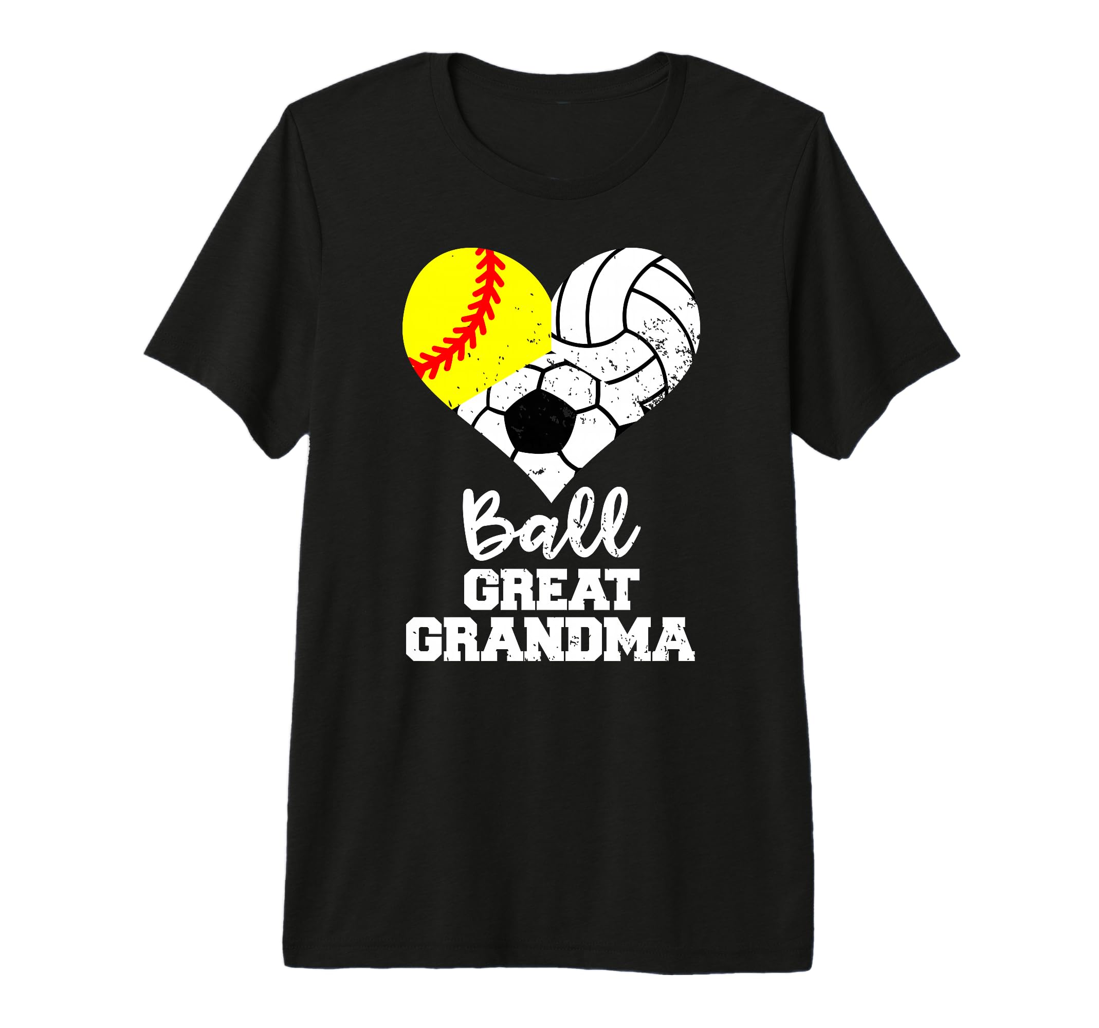 Ball Great Grandma Heart Softball T-Shirt - Novelty Apparel for Adults