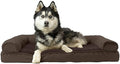 Furhaven Cooling Gel Dog Bed for Large Dogs w/ Removable Bolsters & Washable Cover, For Dogs Up to 95 lbs - Plush & Suede Sofa - Espresso, Jumbo/XL