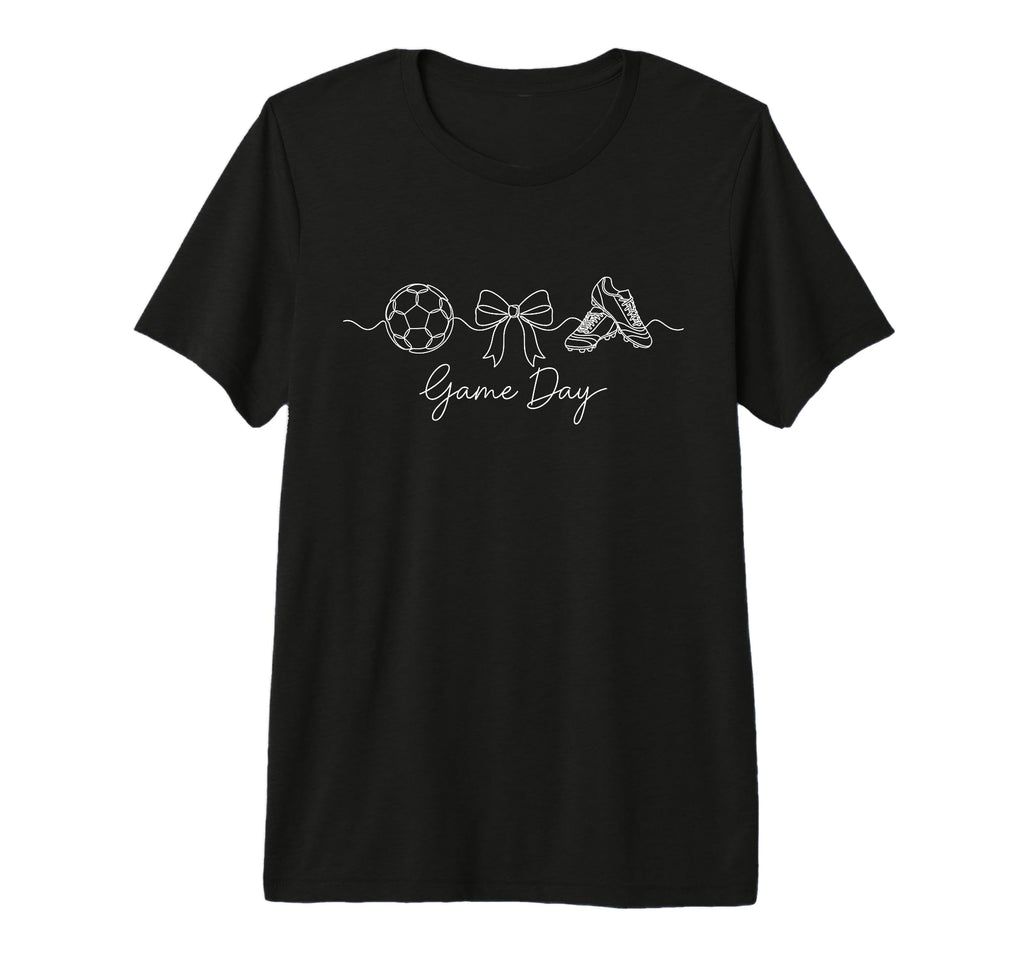 Game Day Soccer Mom Ball Bow Cleats T-Shirt - Novelty Apparel Unisex