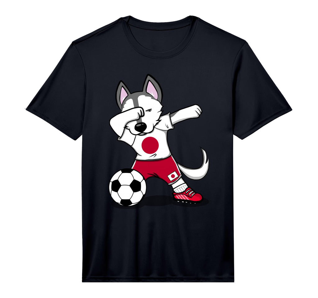 Dabbing Husky Japan Soccer Fans T-Shirt - Novelty Apparel for Adults