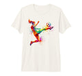 Watercolor Soccer Trapping T-Shirt - Casual Everyday Wear Men Women