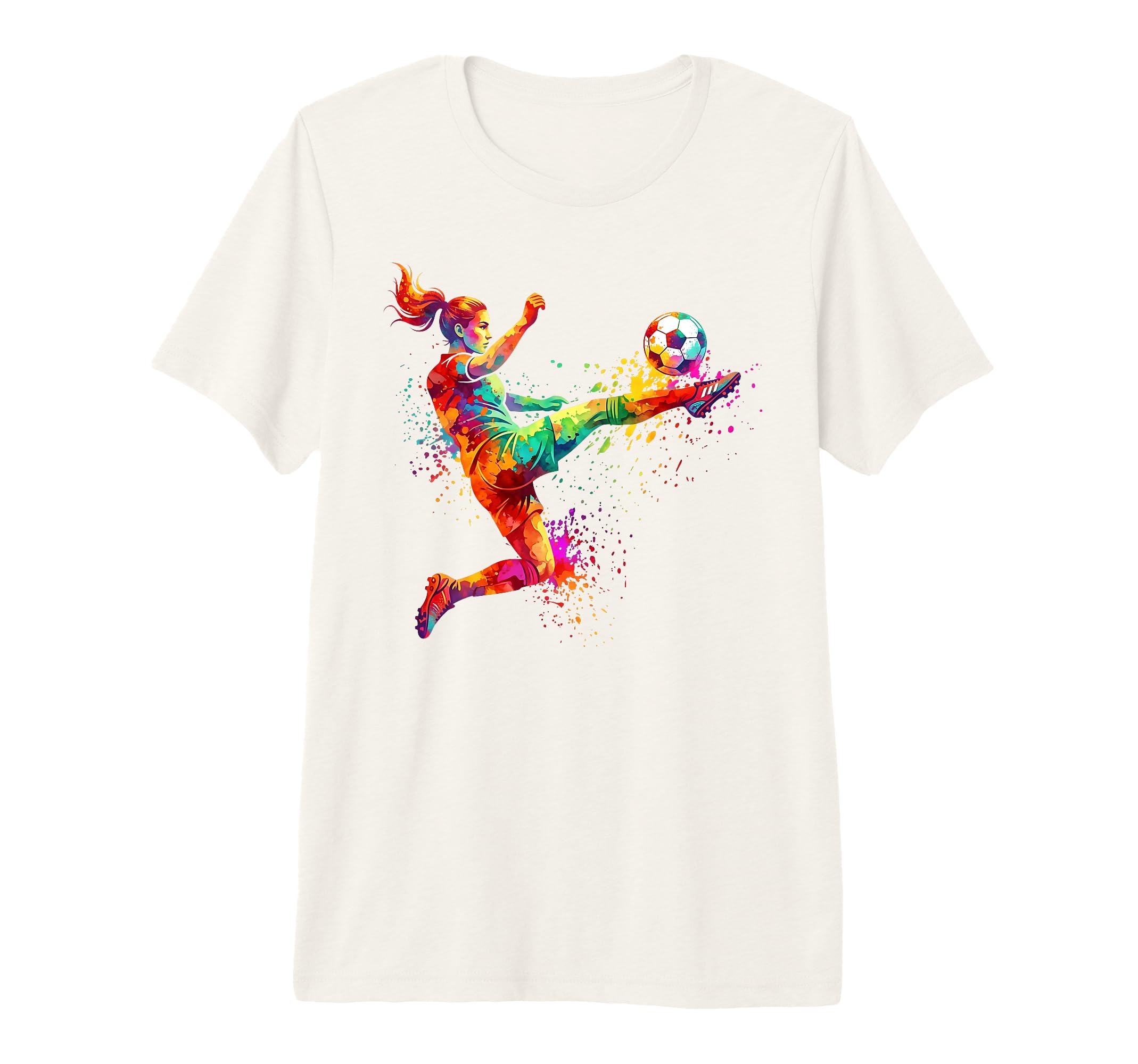 Watercolor Soccer Trapping T-Shirt - Casual Everyday Wear Men Women