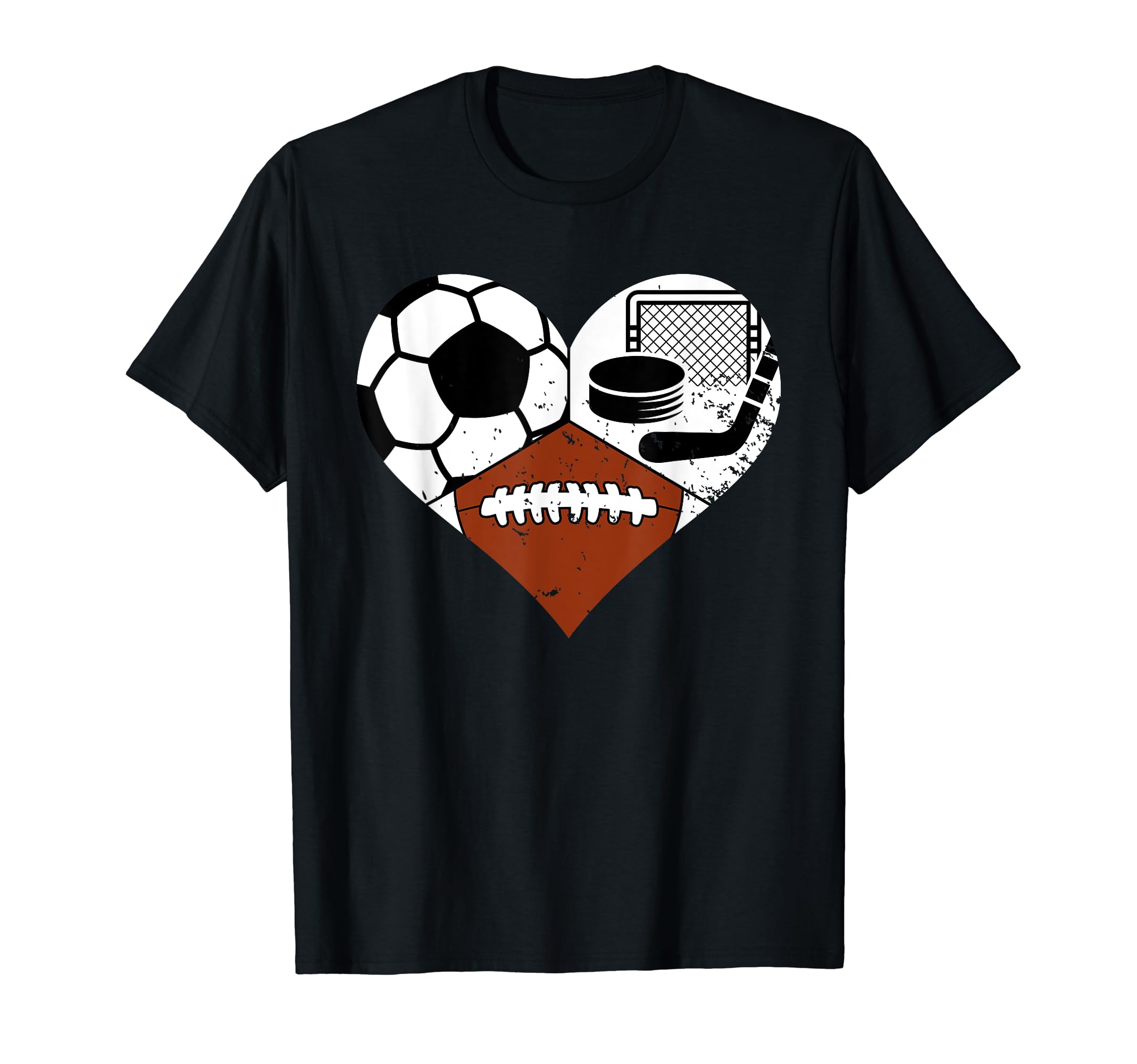 Soccer Football Hockey Heart Funny Sport T-Shirt - Unique Graphic Unisex