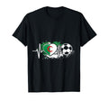 Algerian Soccer Heartbeat Flag Football T-Shirt - Graphic Print Men Women
