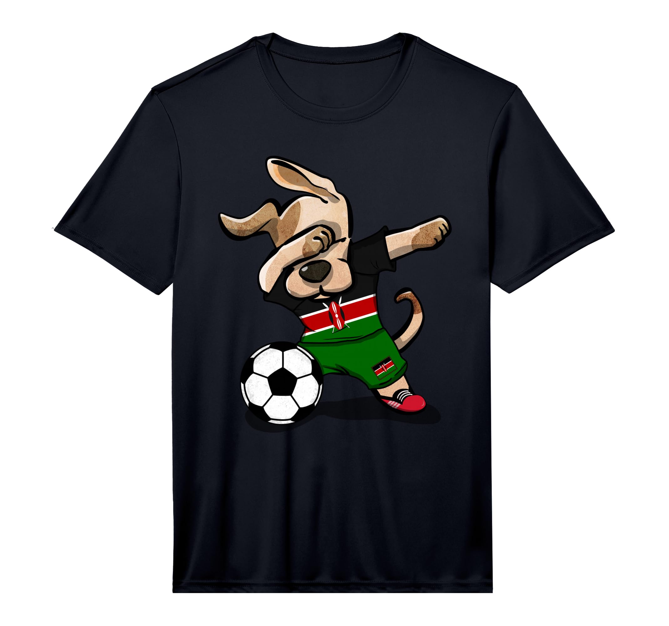 Dog Dabbing Soccer Kenya Jersey T-Shirt - Streetwear Style for Adults