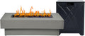48-inch Fire Table with 20lb Propane Tank Cover, 50,000BTU Outdoor Modern Patio Fire Pit Table w/Rectangular Burner Lid, Glass Rocks, Pre-Attached 10ft External Gas Hose