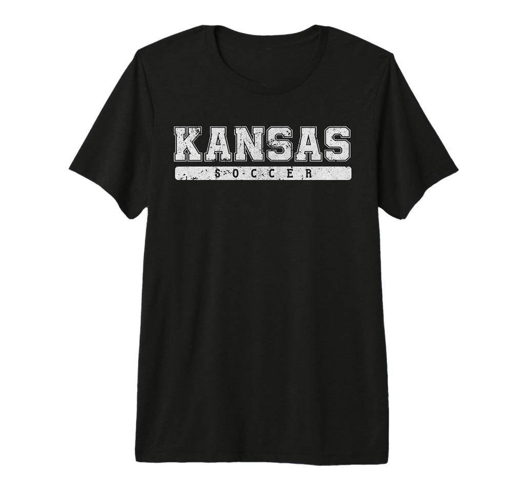 Kansas Soccer White Text Tri Blend T-Shirt - Minimalist Print Unisex