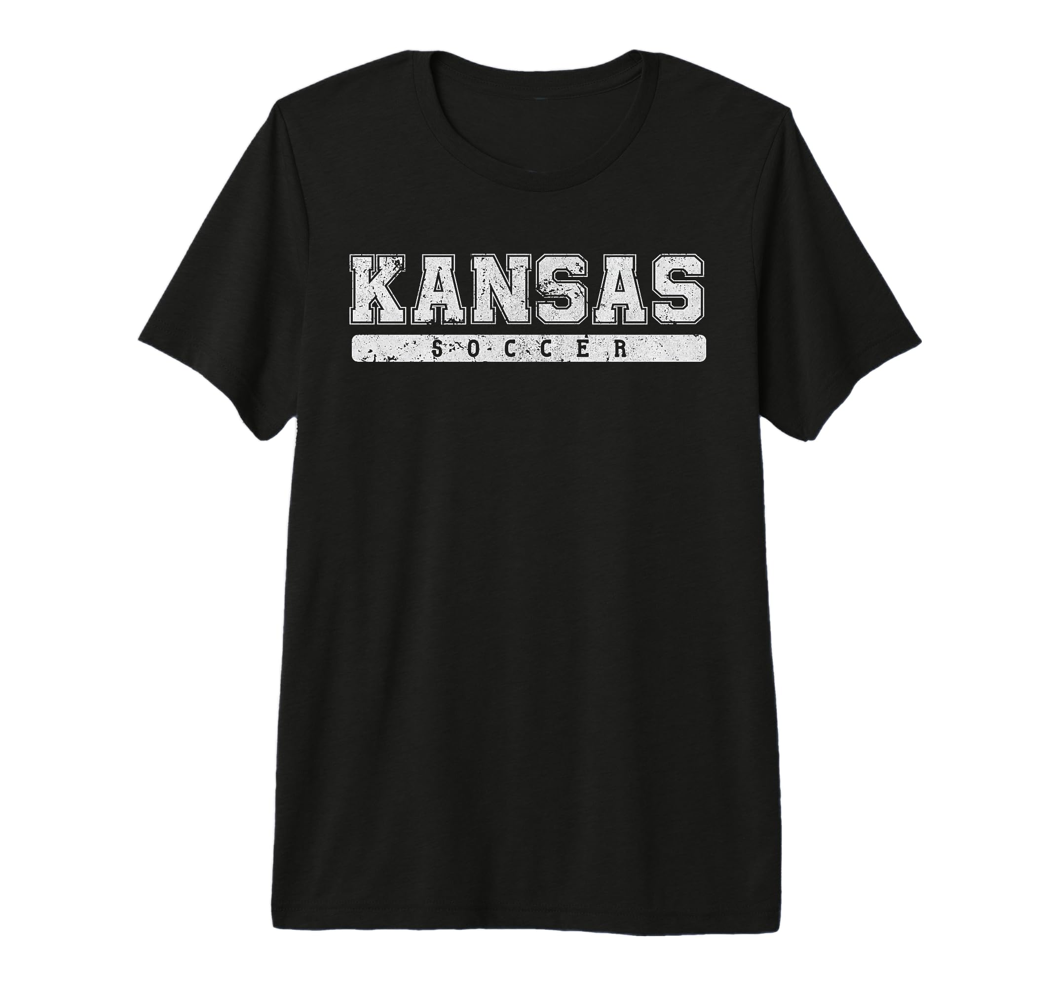Kansas Soccer White Text Tri Blend T-Shirt - Minimalist Print Unisex