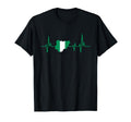 Heartbeat Nigerian Flag Nigeria T-Shirt - Casual Everyday Wear Unisex