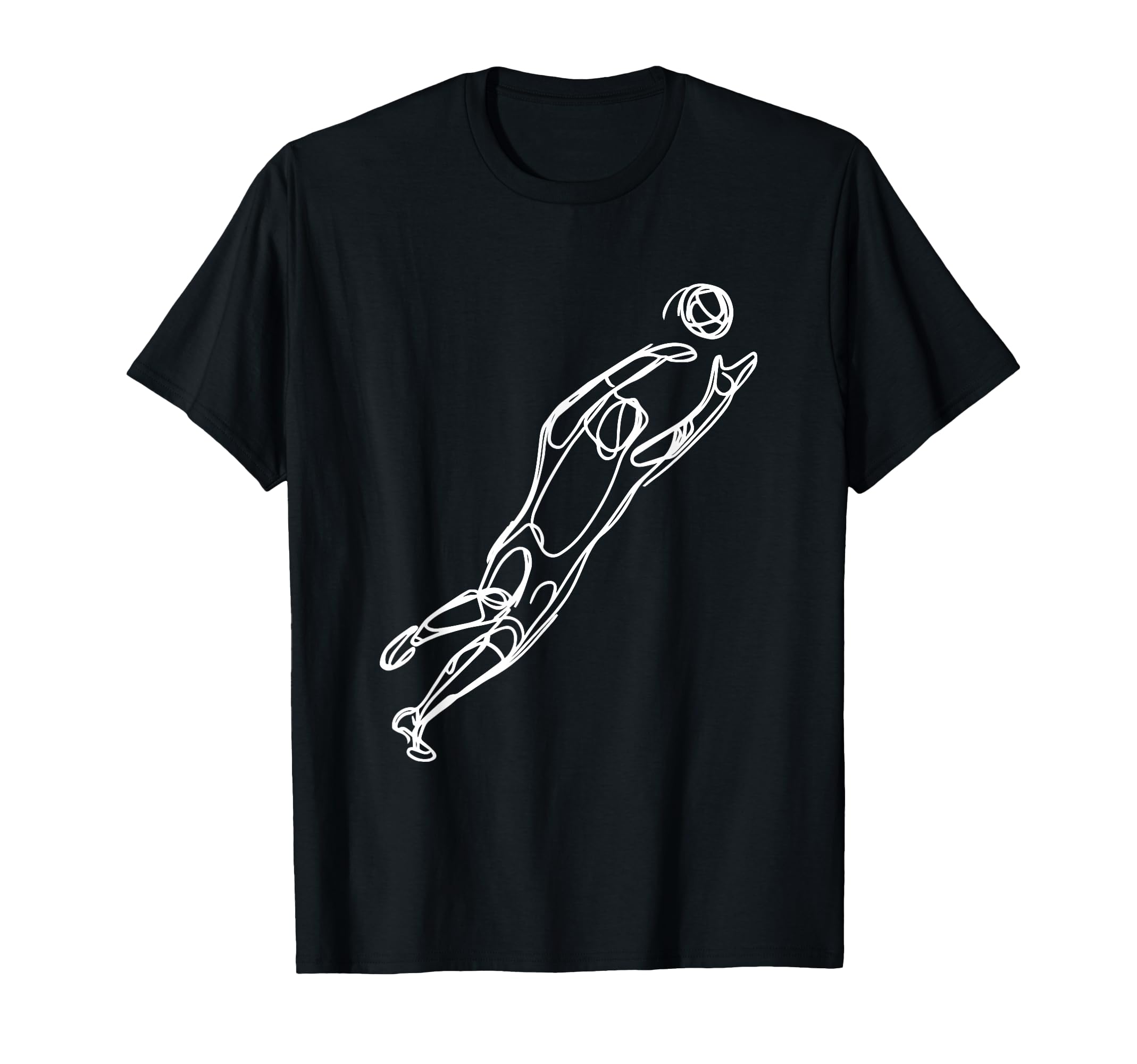 Soccer Goalkeeper Drawing Ball Sport T-Shirt - Minimalist Print for Adults
