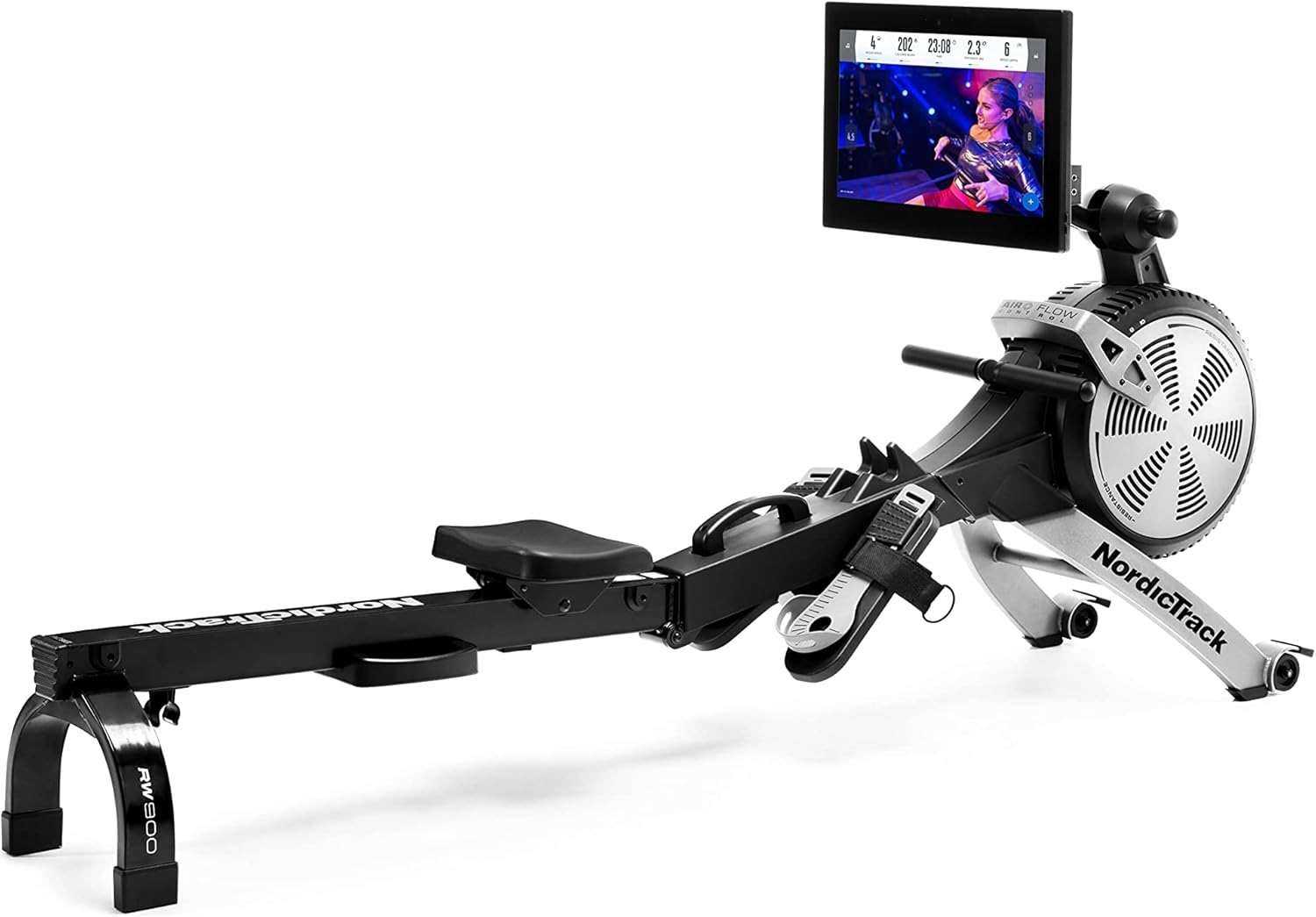 iFIT-Enabled Rower with Pivoting Touchscreen and SpaceSaver Design