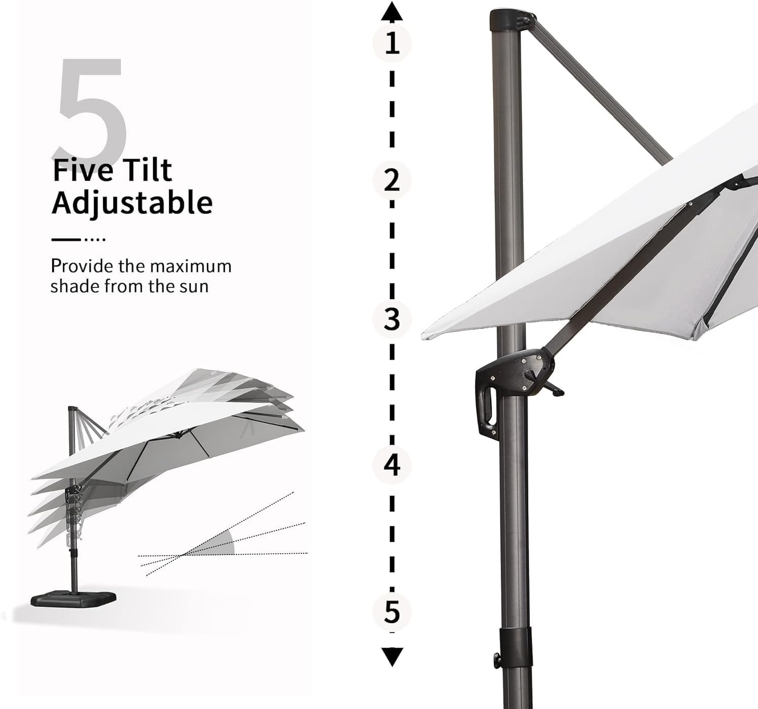 PURPLE LEAF 9' X 11.5' Patio Umbrella Outdoor Cantilever Rectangle Umbrella Aluminum Offset Umbrella with 360-degree Rotation for Garden Deck Pool Patio, White