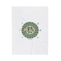 Handwritten Peace Doodle Velveteen Plush Blanket | Sketch Aesthetic, Cozy Pastel