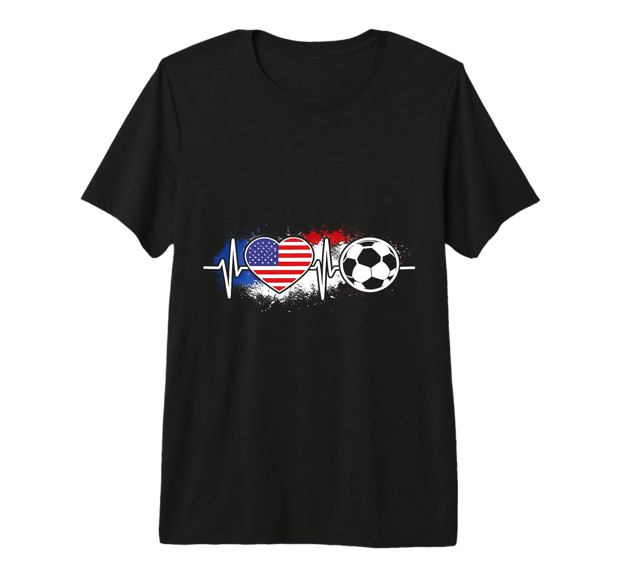 Usa Soccer Heartbeat American Flag T-Shirt - Streetwear Style Unisex