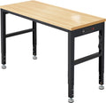 48” Adjustable Workbench，Heavy Duty Wood Work Bench 2000 Lbs Load Capacity,Work Table with Power Outlet for Garage, Workshop, Office, Home