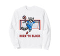 Born To Block Funny Raccoon Soccer Sweatshirt - Fun Novelty Design Unisex