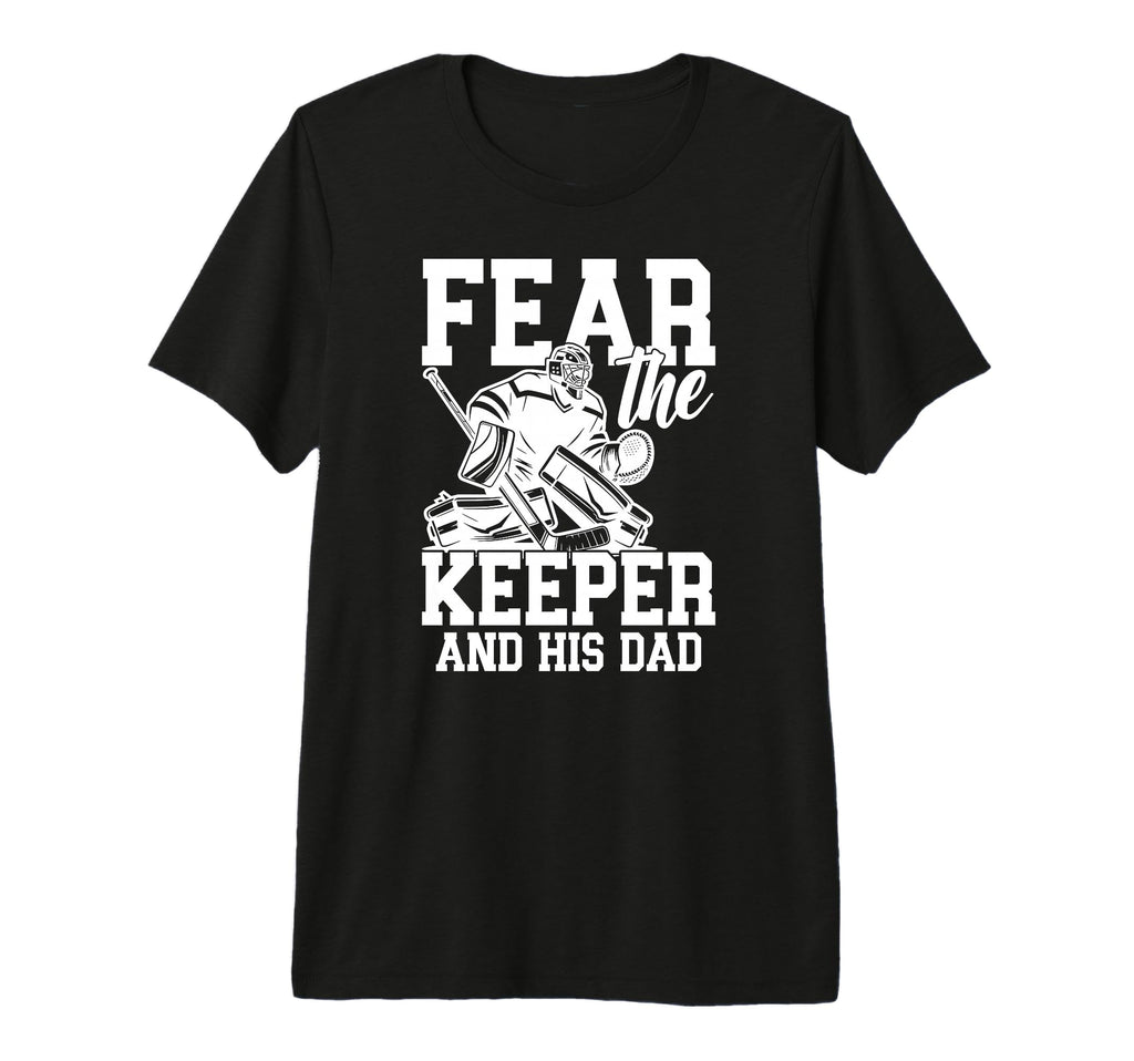 Mens Fear Hockey Keeper Dad Hockey T-Shirt - Trendy Graphic for Adults