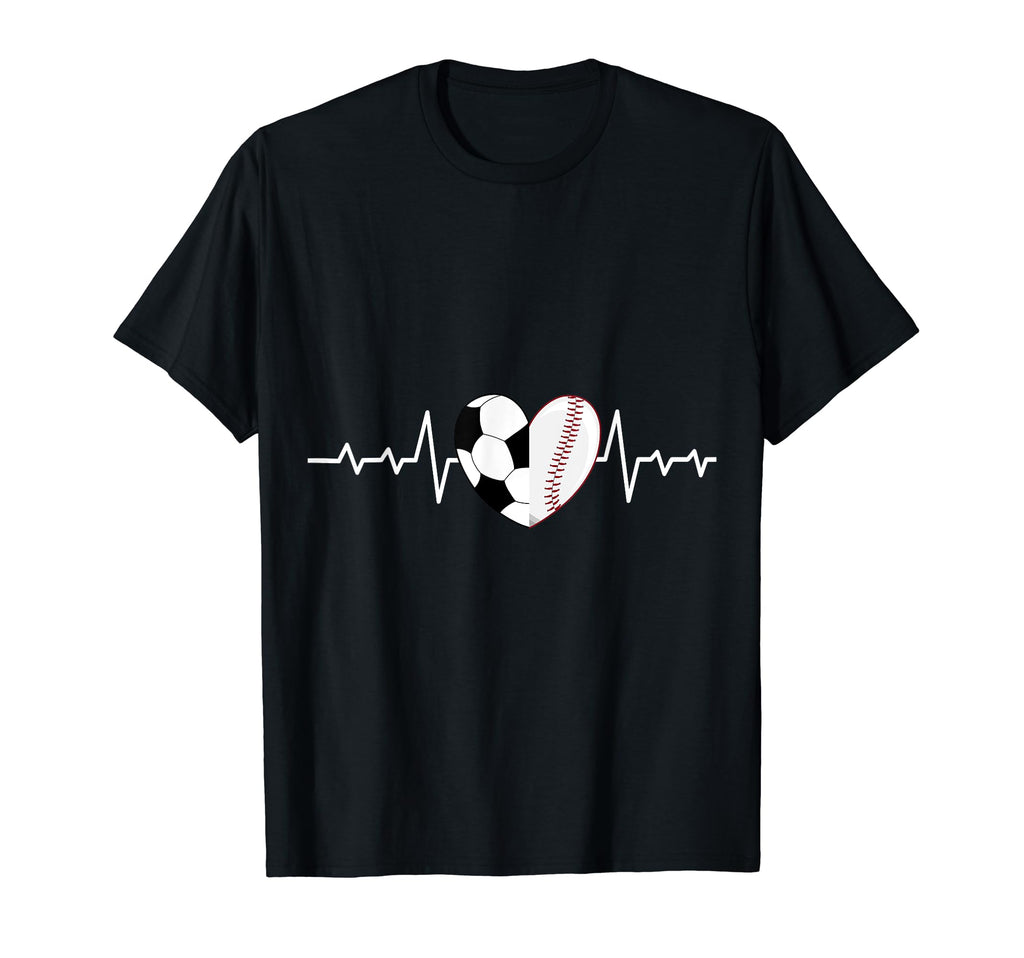 Football Heartbeat Baseball Heartbeat T-Shirt - Aesthetic Graphic Unisex