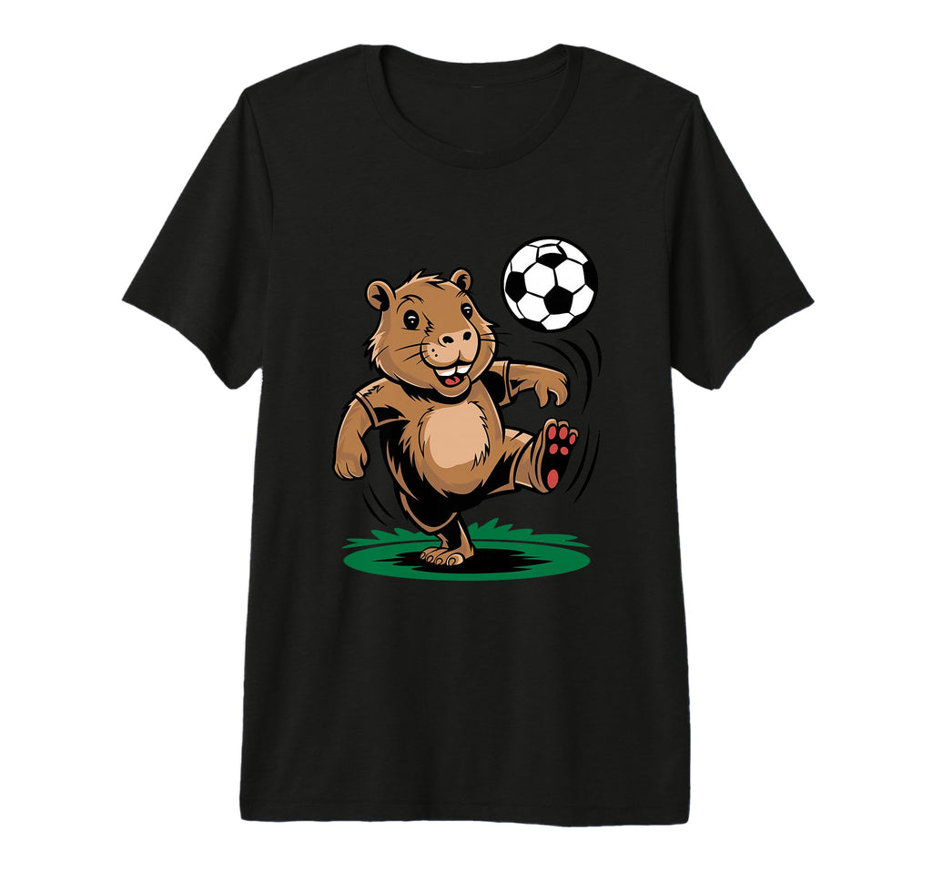 Funny Capybara Playing Soccer Football T-Shirt - Minimalist Print Unisex