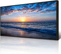 Wapluam Black Framed Wall Decor For Bedroom Large Canvas Wall Art For Living Room Office Wall Decorations Blue Ocean Wall Painting Sea Beach Seascape Pictures Fashion Artwork Hotel Room Home Decor