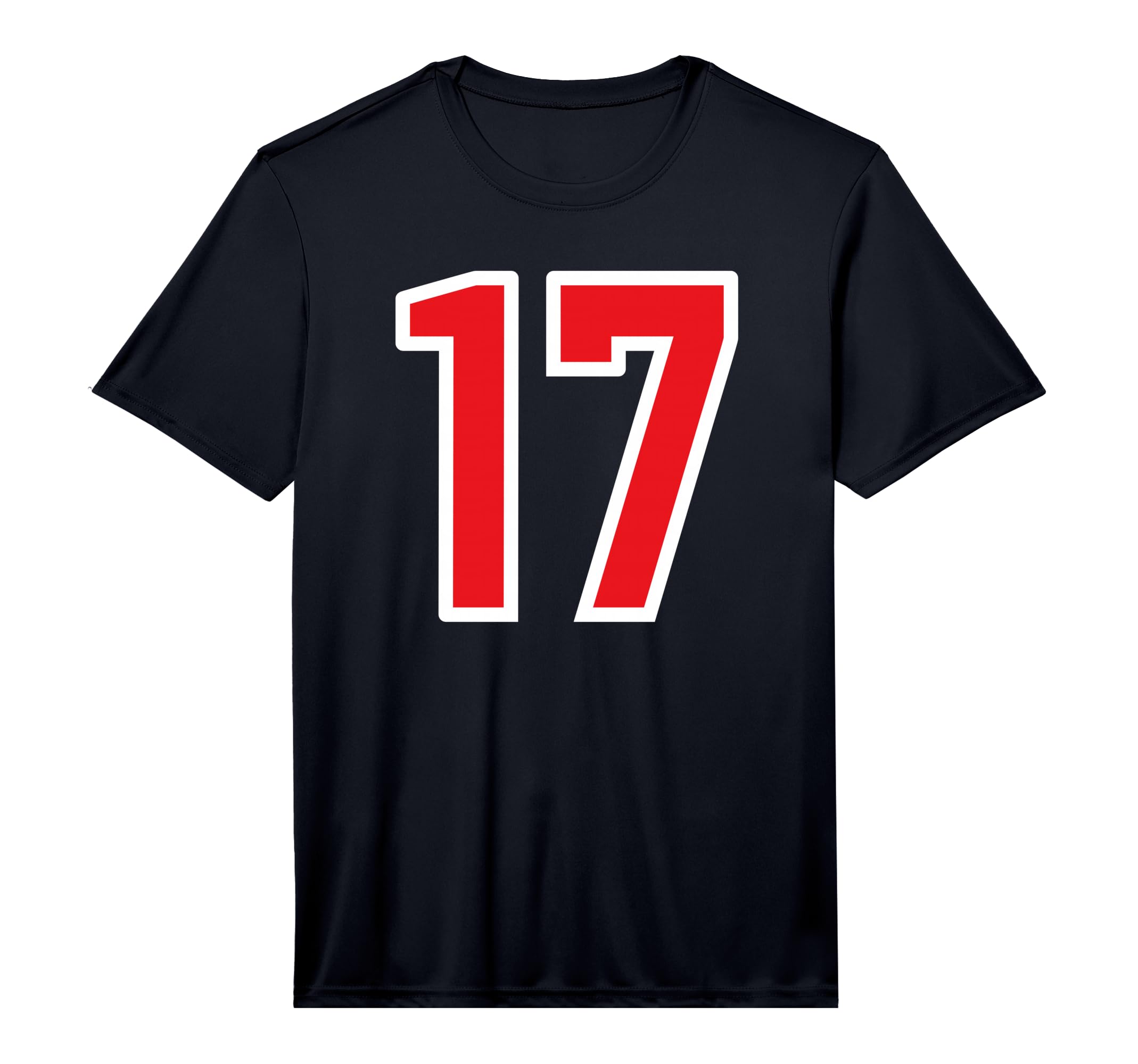 White Red Sports Team Number 17 Performance T-Shirt - Trendy Graphic Unisex