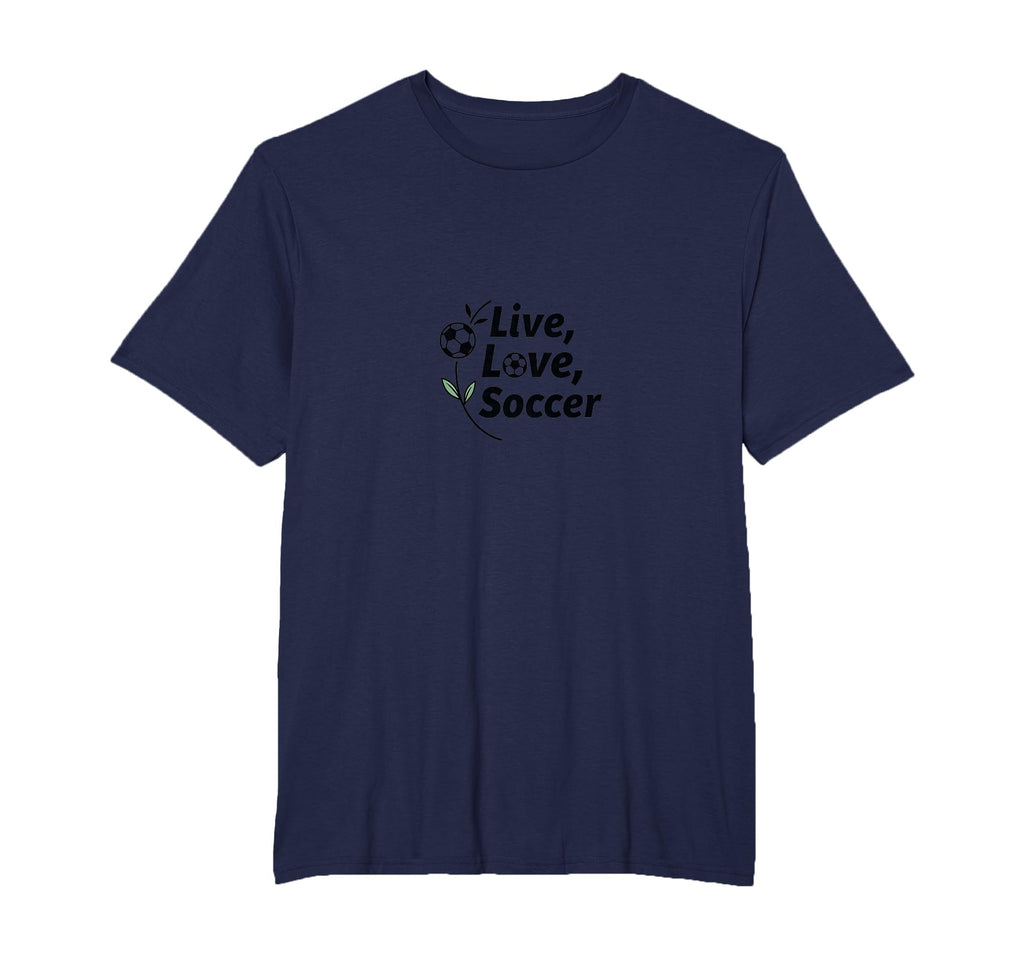 Live Love Soccer Womens Sports T-Shirt - Novelty Apparel for Adults