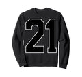 Black Sports Team Number 21 Fan Sweatshirt - Custom Art Print Unisex