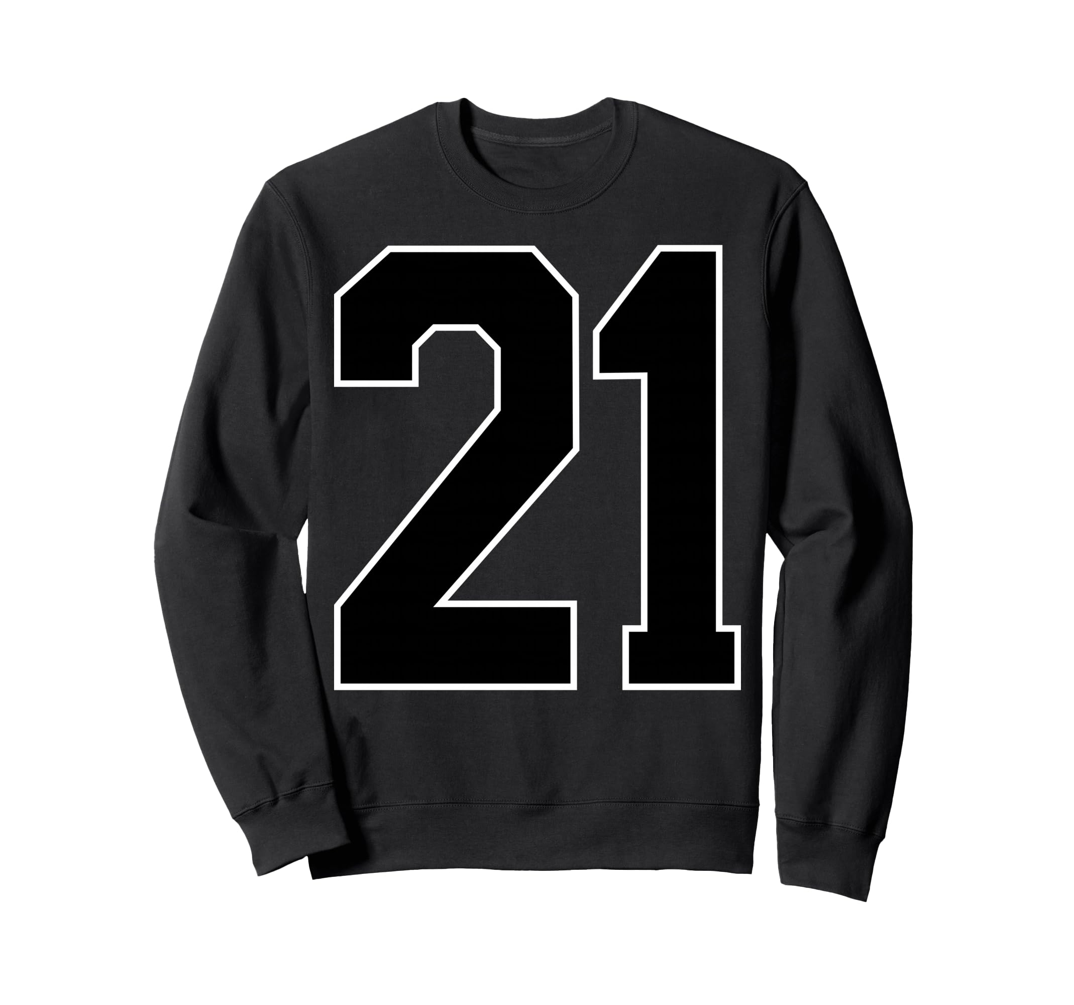 Black Sports Team Number 21 Fan Sweatshirt - Custom Art Print Unisex