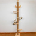 Floor to Ceiling Cat Tree Height (50-120 in) Adjustable Cat Tower 5 Tier Hemp Scratching Post High Cat Tree Sturdy Activity Tree Indoor Outdoor Cat Scratching Post Activity Center