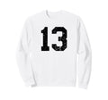 Black Distressed Sport Team Number 13 Sweatshirt - Streetwear Style Unisex