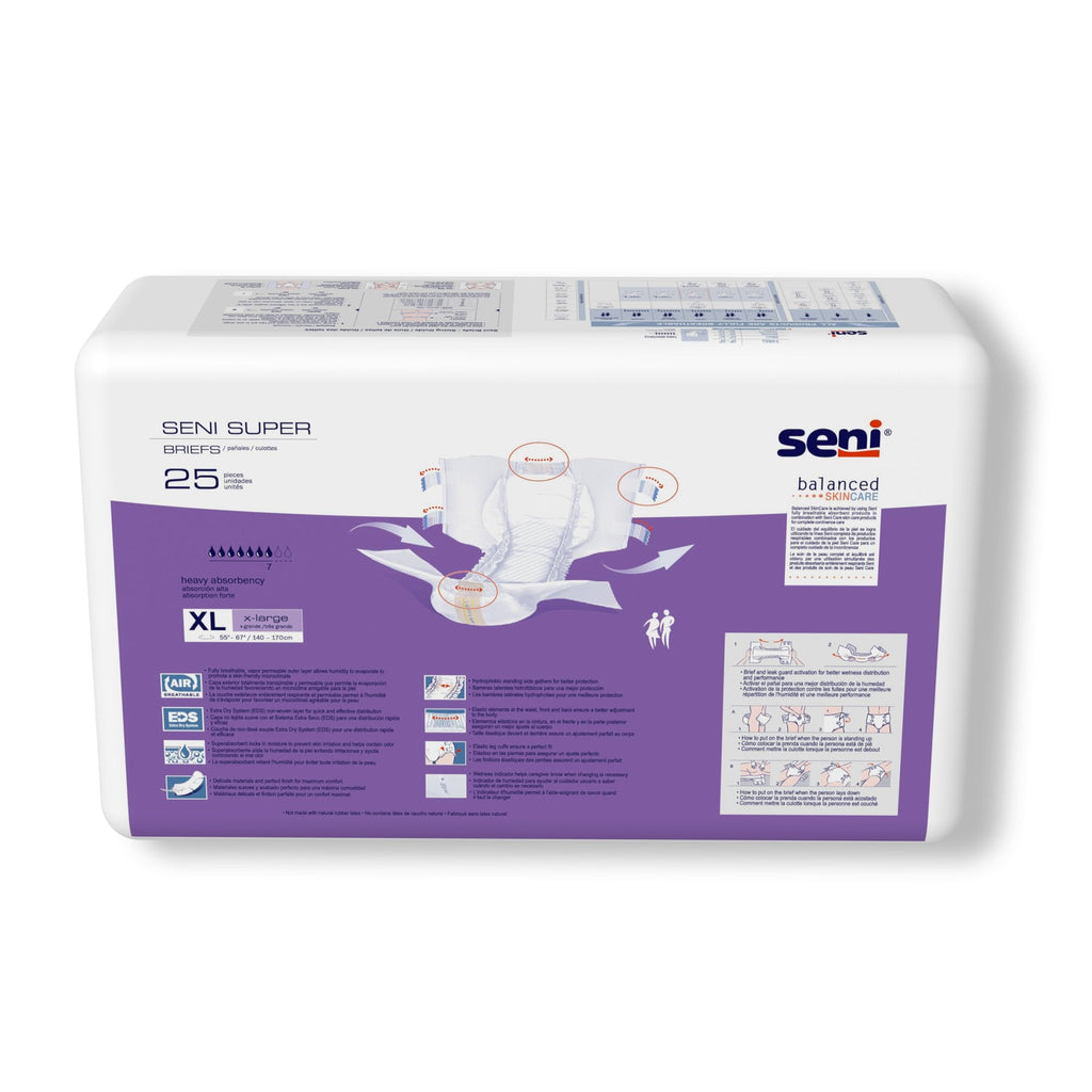 Seni® Super Heavy Absorbency Incontinence Brief, Extra Large S-XL25-BS1