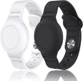 Kids Waterproof Airtag Bracelet Compatible with Apple AirTag, Hidden Silicon Protective Case for Air Tag GPS Tracker Holder, Adjustable Anti-Lost Watch Band for Toddler Child (Black & White)
