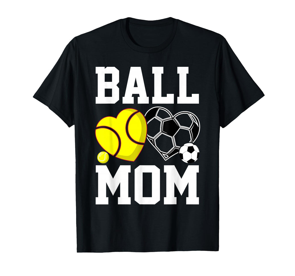 Ball Mom Heart Funny Softball T-Shirt - Fun Novelty Design Men Women