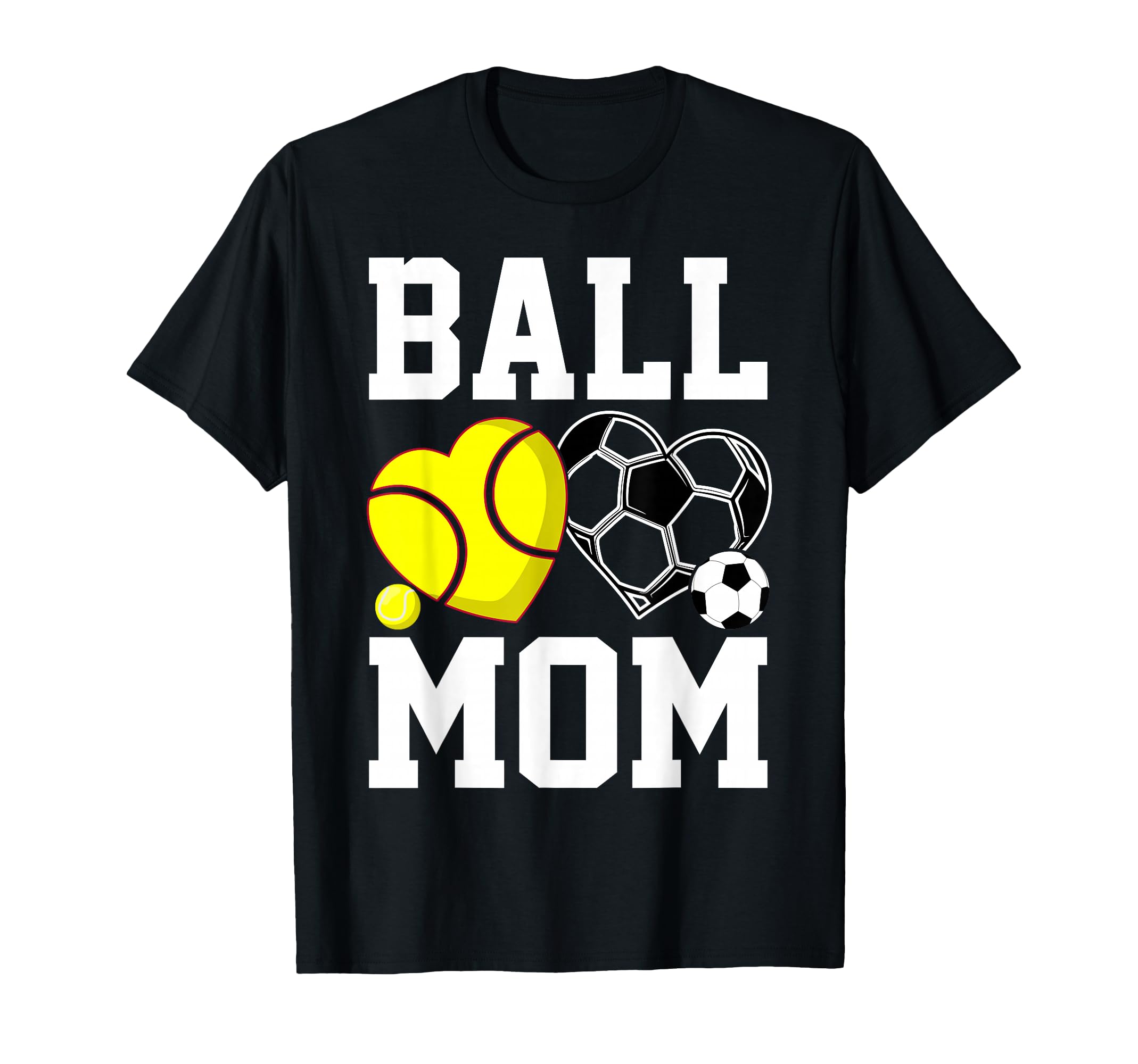 Ball Mom Heart Funny Softball T-Shirt - Fun Novelty Design Men Women