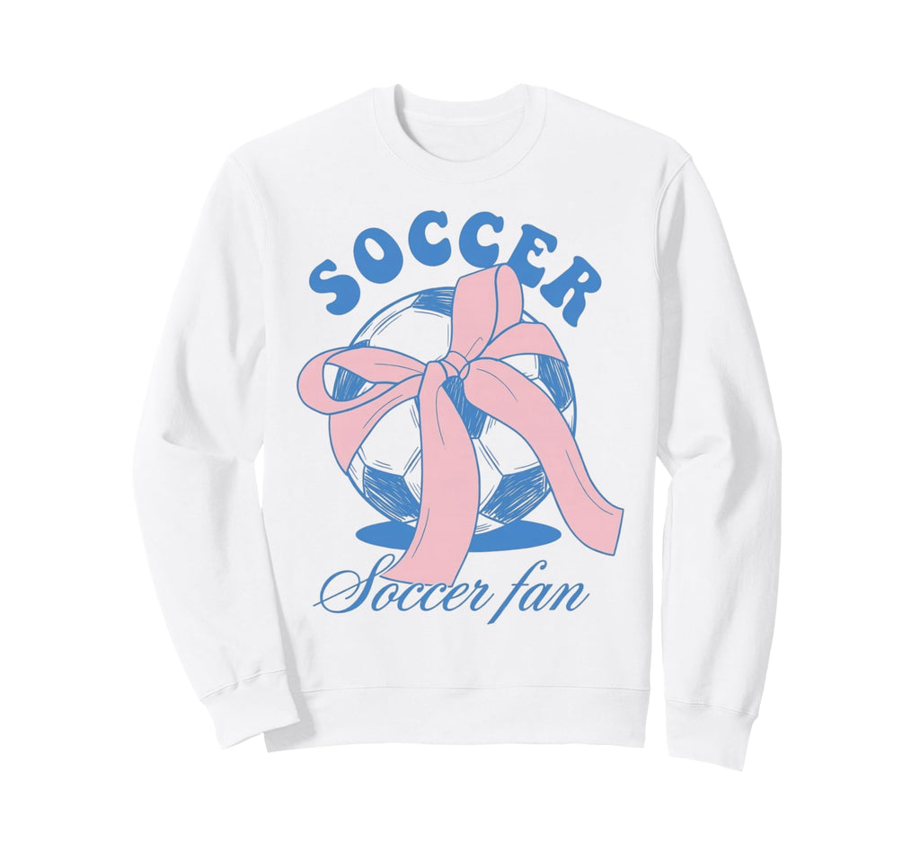 Soccer Fan Coquette Bow Sweatshirt - Minimalist Print for Adults
